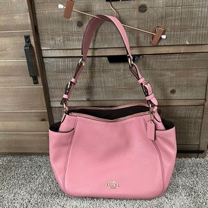 COACH REFINED PEBBLE LEATHER RORI SHOULDER BAG (Bubblegum)